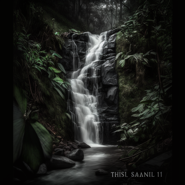 Waterfall in the style of Richard Tallant